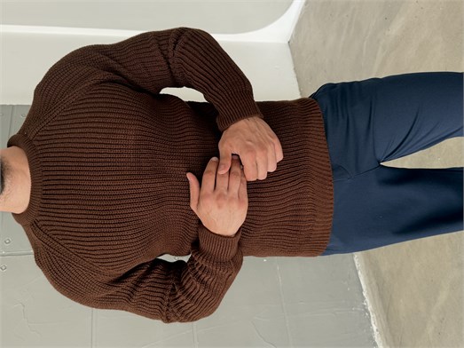 Kahve Bisiklet Yaka Basic Reglan Kazak SNZ 7235