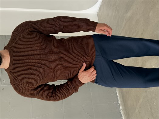 Kahve Bisiklet Yaka Basic Reglan Kazak SNZ 7235