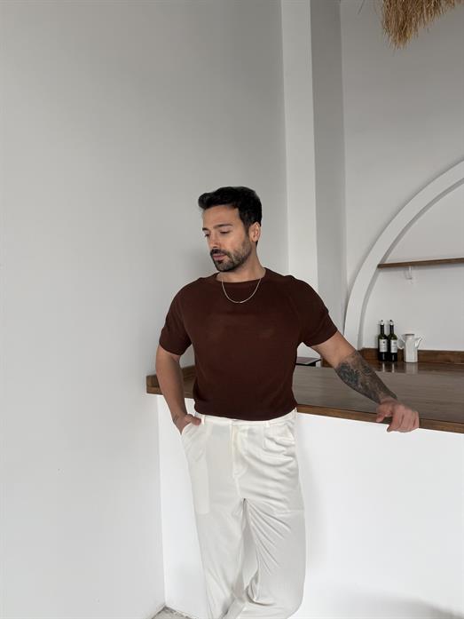 Kahve İtalyan Kol Triko SNZ T7235