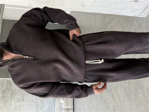 Kahve Yıkamalı Yarım Fermuar Sweatshirt PLZ 27027