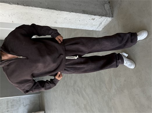 Kahve Yıkamalı Yarım Fermuar Sweatshirt PLZ 27027