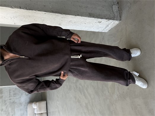 Kahve Yıkamalı Yarım Fermuar Sweatshirt PLZ 27027
