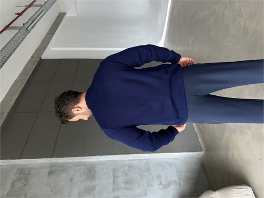 Lacivert Bisiklet Yaka Basic Oversize Kazak TB