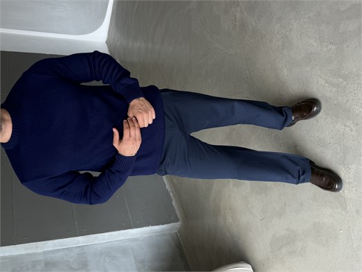 Lacivert Bisiklet Yaka Basic Oversize Kazak TB