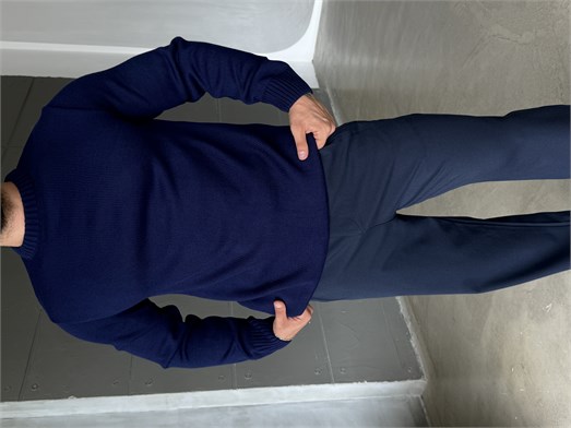Lacivert Bisiklet Yaka Basic Oversize Kazak TB