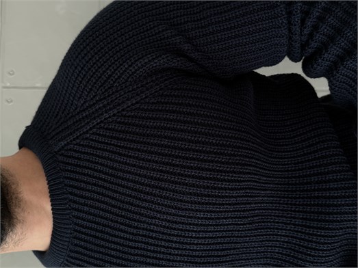 Lacivert Bisiklet Yaka Basic Reglan Kazak SNZ 7235