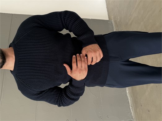 Lacivert Bisiklet Yaka Basic Reglan Kazak SNZ 7235