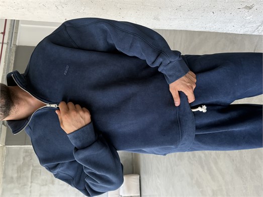 Lacivert Yıkamalı Yarım Fermuar Sweatshirt PLZ 27027