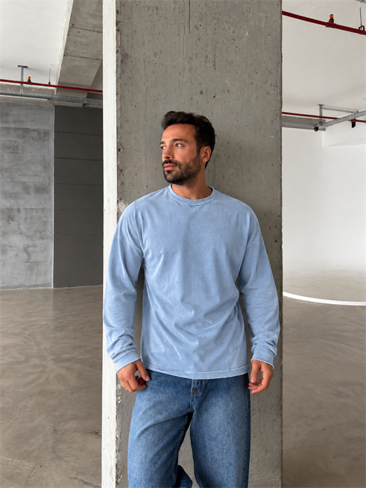 Bebemavi Yıkamalı Bisiklet Yaka İki İplik Sweatshirt KN 5751