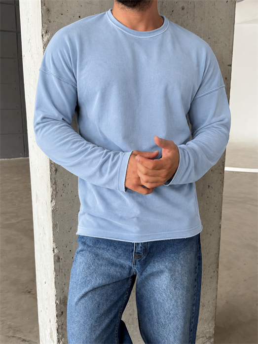 Bebemavi Yıkamalı Bisiklet Yaka İki İplik Sweatshirt KN 5751