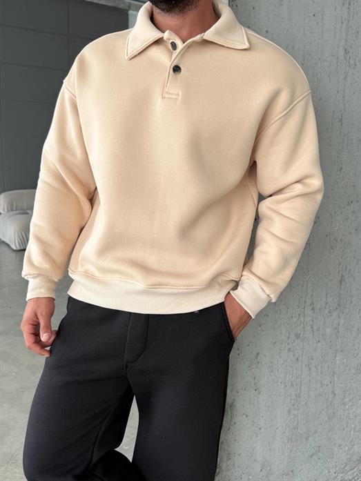 Bej 3 İplik Polo Yaka SC