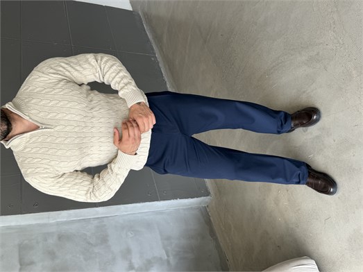 Bej Saç Örgü Yarım Zip Triko TB