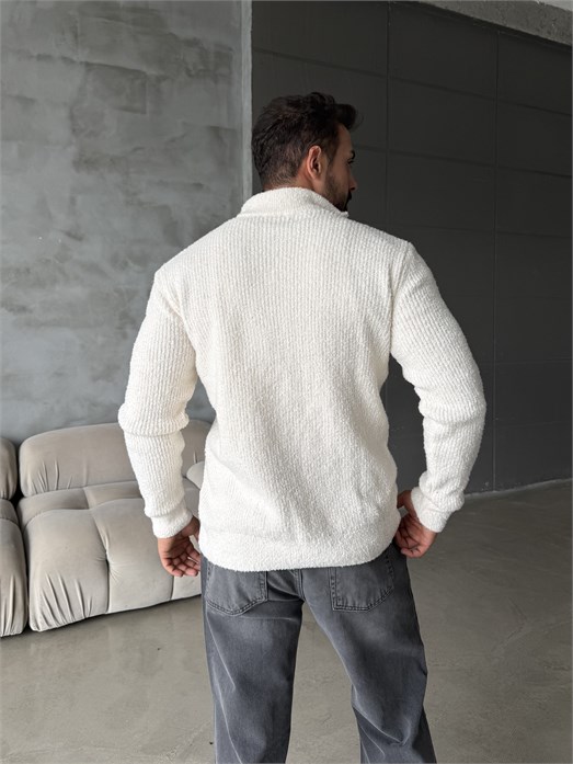 Bej Teddy Tam Zip Hırka AU