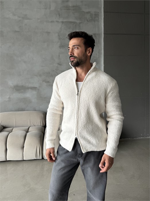Bej Teddy Tam Zip Hırka AU
