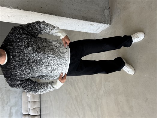 Beyaz Effect Desen Geçişli Boxy Kazak AU