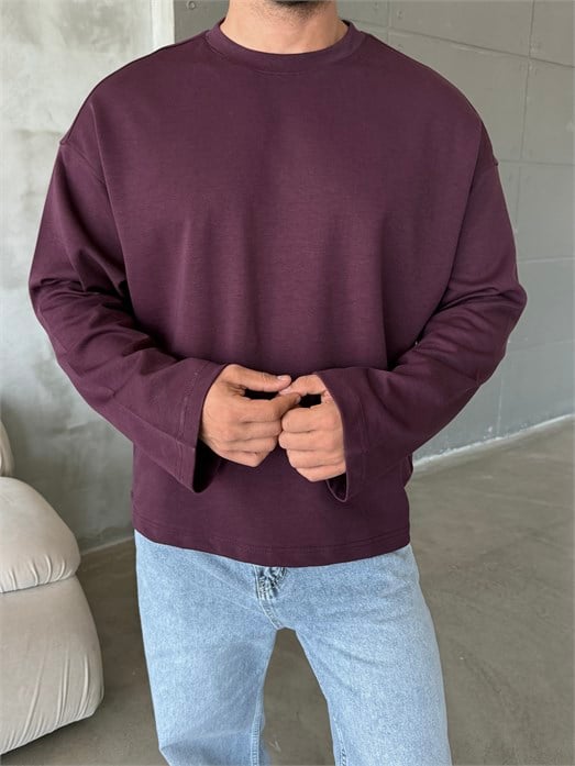 Bordo Boxy Compak Uzun Kol ESS 71181