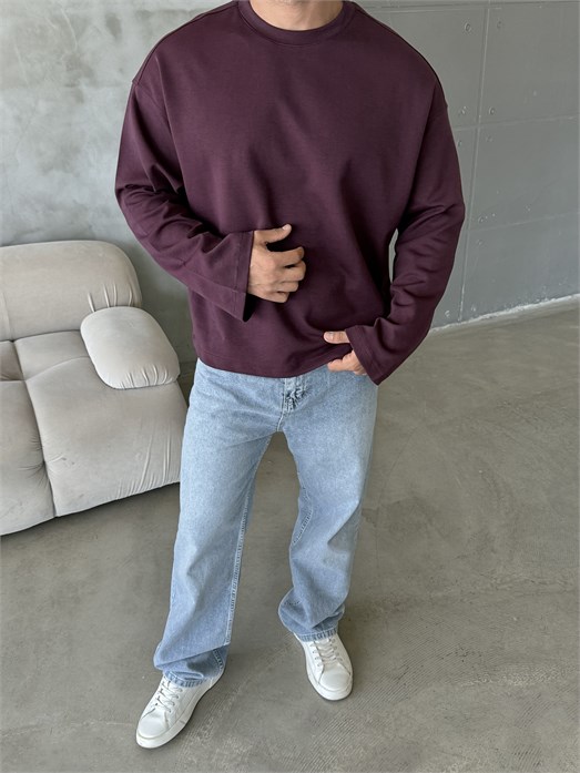 Bordo Boxy Compak Uzun Kol ESS 71181