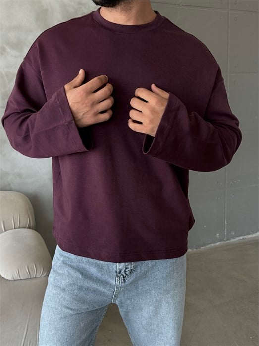 Bordo Boxy Compak Uzun Kol ESS 71181