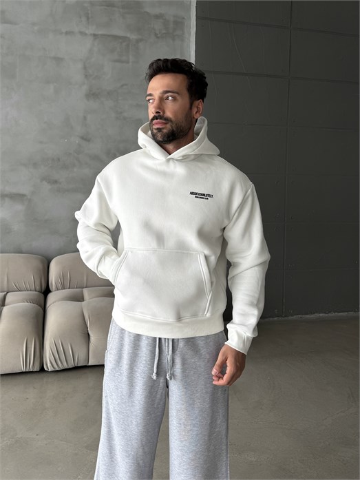Ekru Abso Baskılı Boxy Fit 3 İplik Sweatshirt RSP 5010