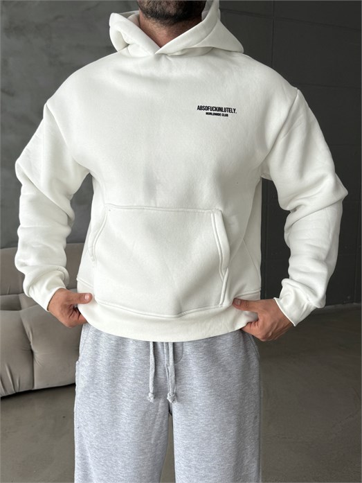 Ekru Abso Baskılı Boxy Fit 3 İplik Sweatshirt RSP 5010