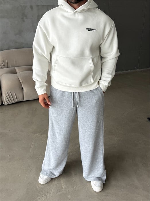 Ekru Abso Baskılı Boxy Fit 3 İplik Sweatshirt RSP 5010