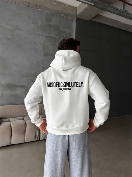 Ekru Abso Baskılı Boxy Fit 3 İplik Sweatshirt RSP 5010