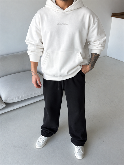 Ekru Da Vinci Kabartma Baskı Boxy Sweatshirt RSP 5003