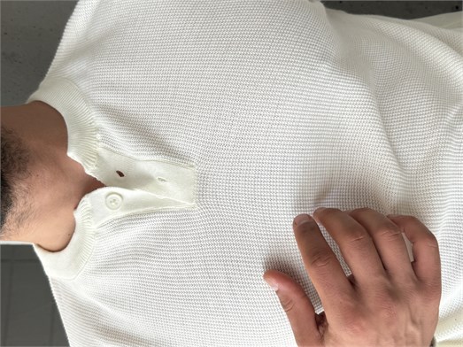 Ekru Henley Yaka Örgü Relax Fit Triko SNZ