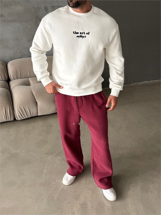 Ekru Nakış ve Parça İşlemeli The Art Of Boxy Sweatshirt RSP 5021