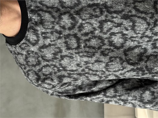 Füme Büyük Desenli Sweat Kaşe Kumaş PLZ 27032