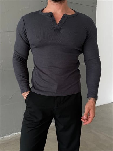 Füme Henley Yaka Uzun Kol SC 10