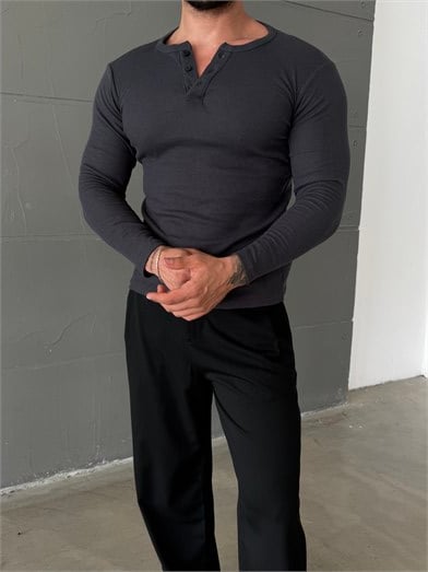 Füme Henley Yaka Uzun Kol SC 10