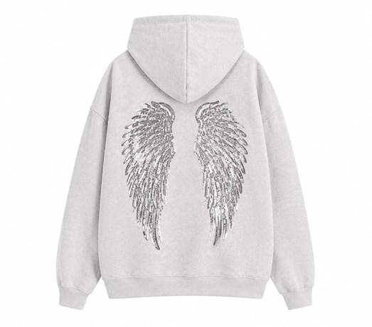 Gri Angel Üç İplik Hoodie SC