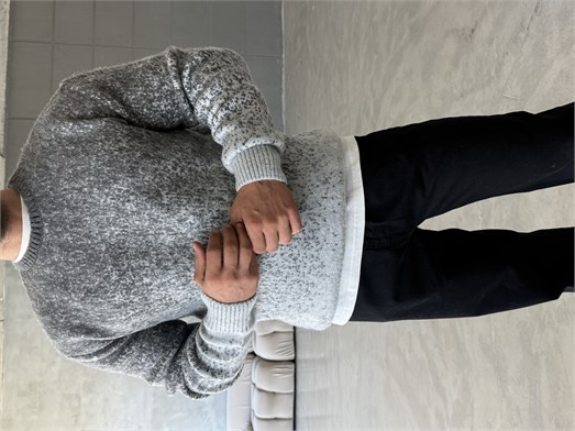 Gri Effect Desen Geçişli Boxy Kazak AU
