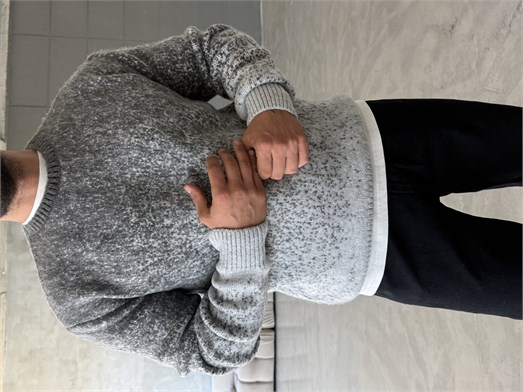 Gri Effect Desen Geçişli Boxy Kazak AU