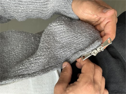 Gri Teddy Tam Zip Hırka AU