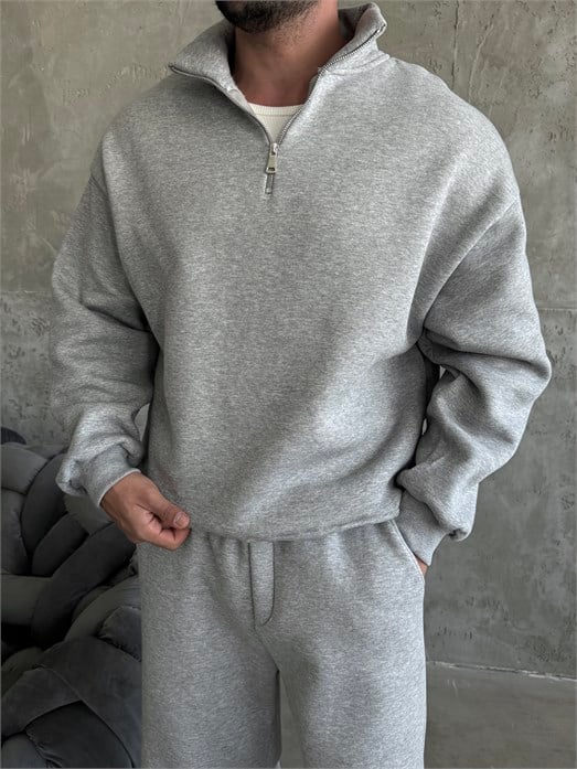 Grimelanj SC Core Üç İplik Yarım Zip Sweatshirt