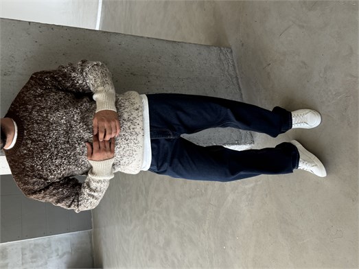 Kahve Effect Desen Geçişli Boxy Kazak AU