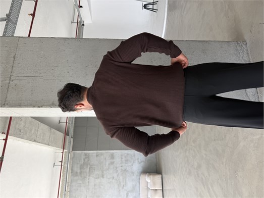 Kahve Elegant Fit Çift Fermuarlı Hırka Triko AU