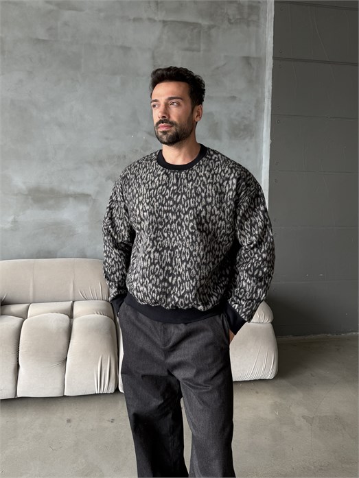Kahve Leopar Desenli Sweat PLZ 27029