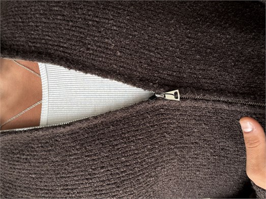 Kahve Teddy Tam Zip Hırka AU
