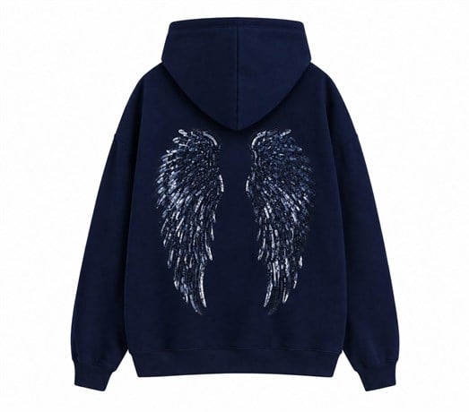 Lacivert Angel Üç İplik Hoodie SC