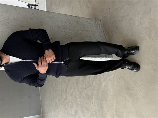 Lacivert Elegant Fit Çift Fermuarlı Hırka Triko AU