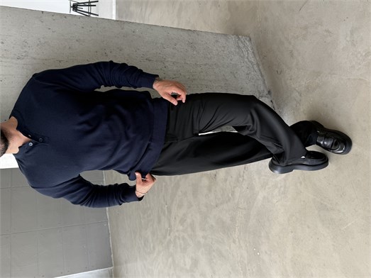 Lacivert Henley Yaka Örgü Relax Fit Triko SNZ