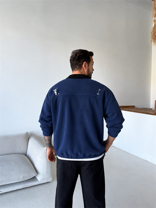 Lacivert Notforover Yakalı Yarım Zip Sweatshirt RSP 5013