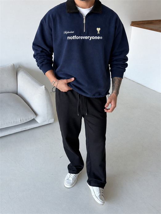 Lacivert Notforover Yakalı Yarım Zip Sweatshirt RSP 5013