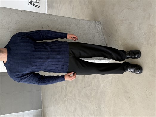 Lacivert Şardonlu Dikey Şerit Fit Kazak SNZ 7294