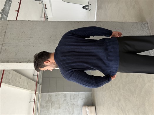 Lacivert Şardonlu Dikey Şerit Fit Kazak SNZ 7294