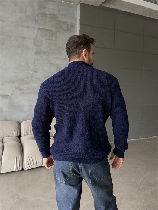 Lacivert Teddy Tam Zip Hırka AU