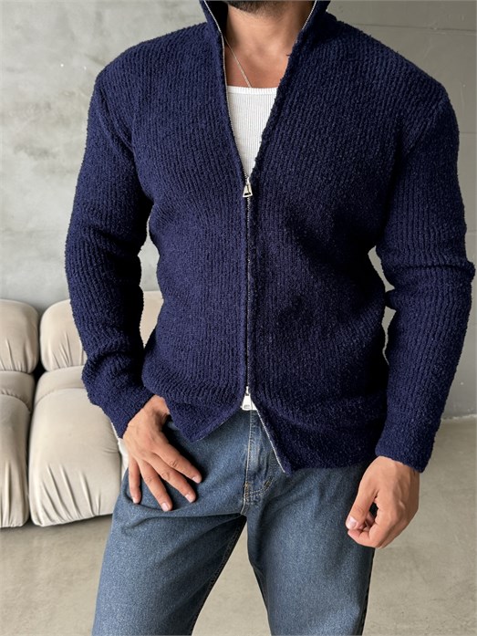 Lacivert Teddy Tam Zip Hırka AU